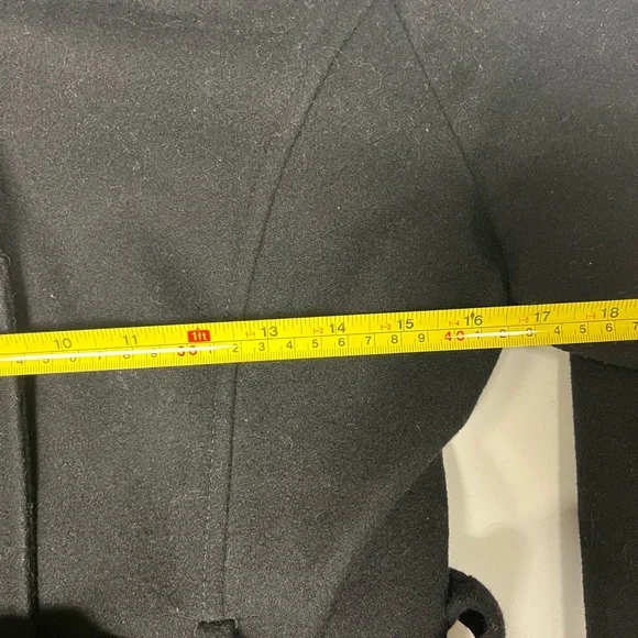 Michael Kors Long Women's Wool Pea Coat Silver Details Size XS Color Black - Picture 7 of 11